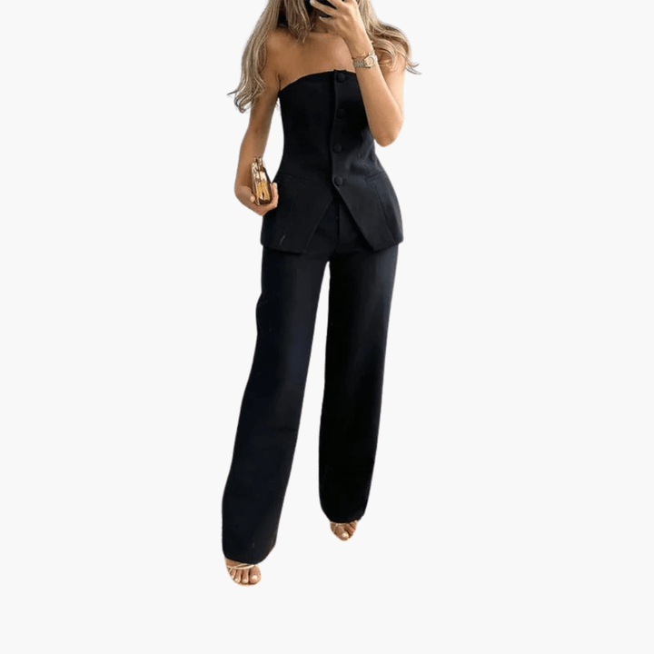 Elegantes trägerloses zweiteiliges Set für Frauen - SchmiedeMode