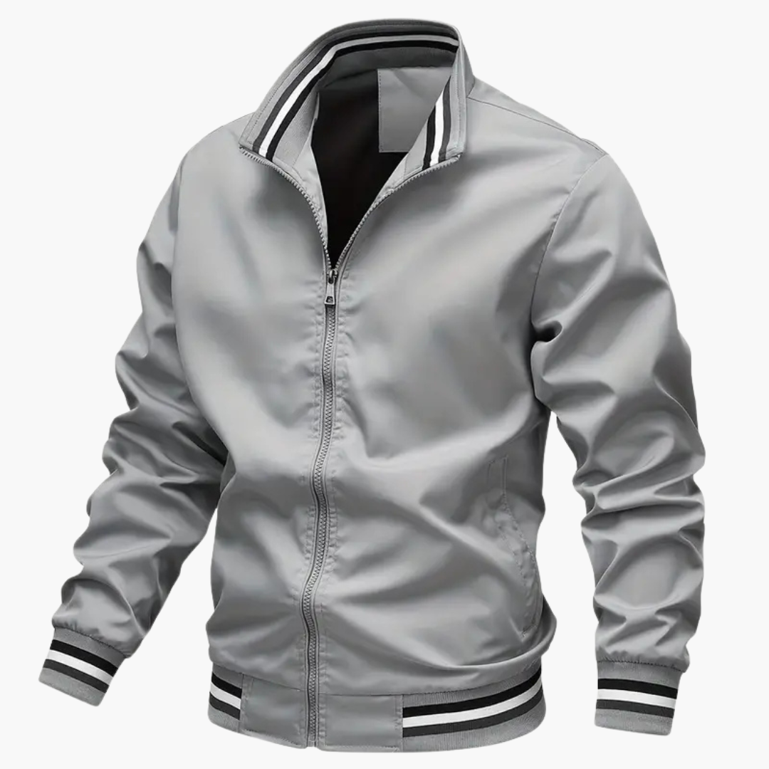 Herrenjacke mit Rippdetails und Frontreißverschluss