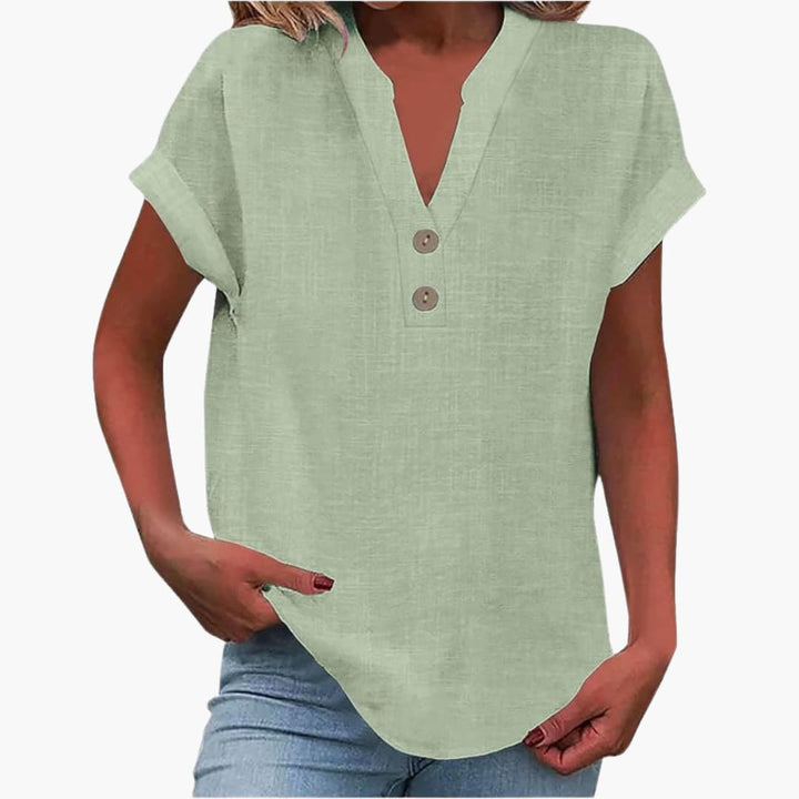Damen Bluse mit V-Ausschnitt und kurzen Ärmeln