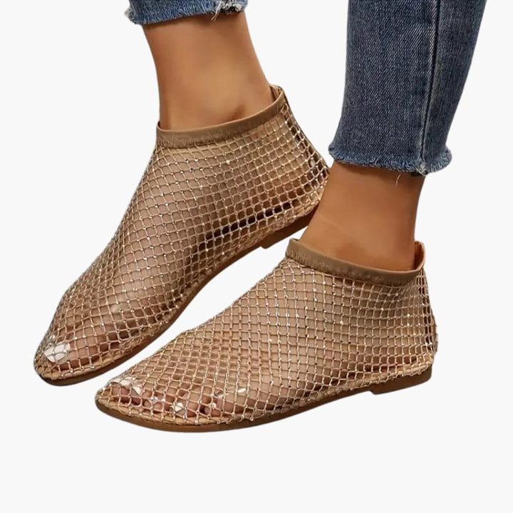 Trendige Mesh-Strass-Flats für Damen - SchmiedeMode