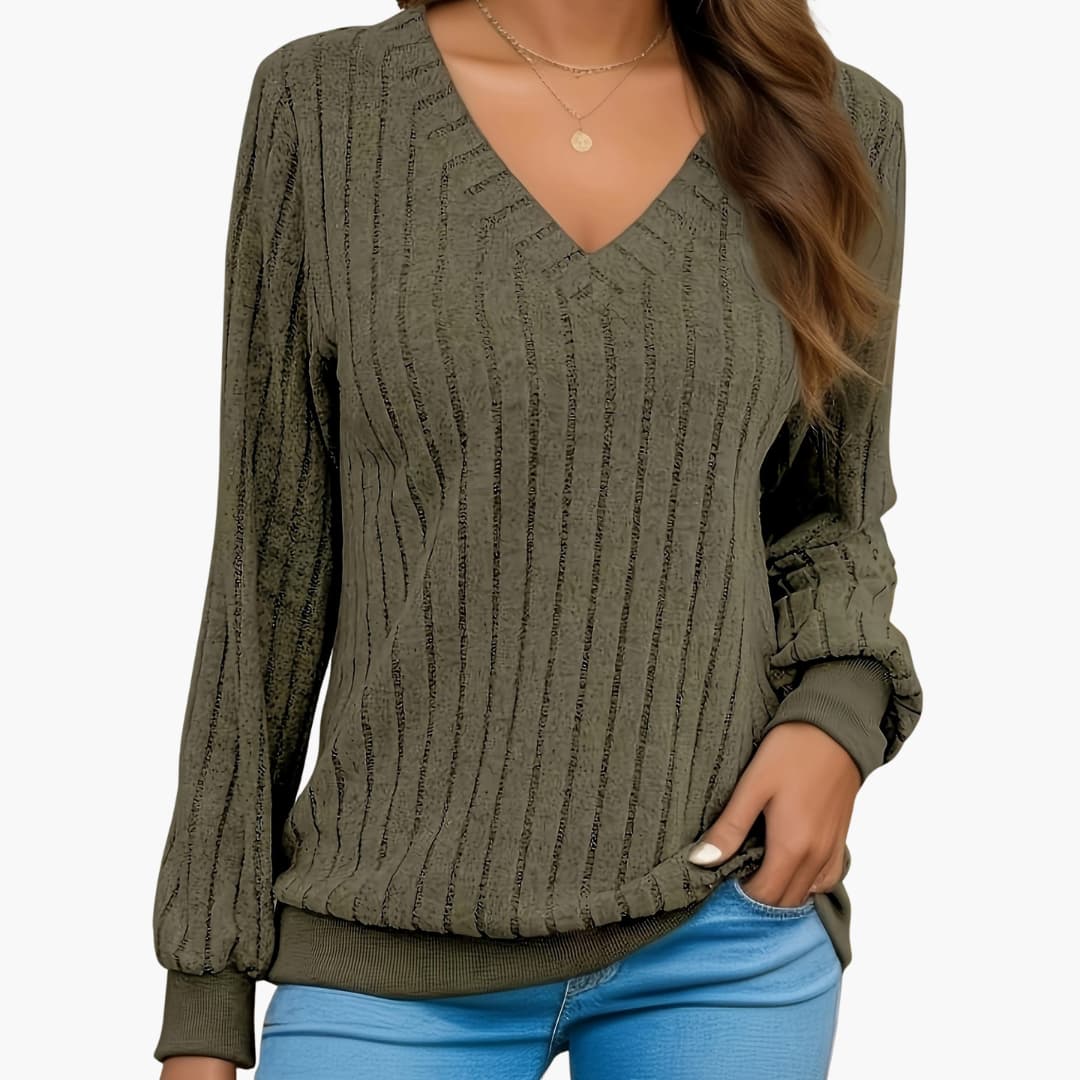 Damen pullover mit V-Ausschnitt und langen Ärmeln