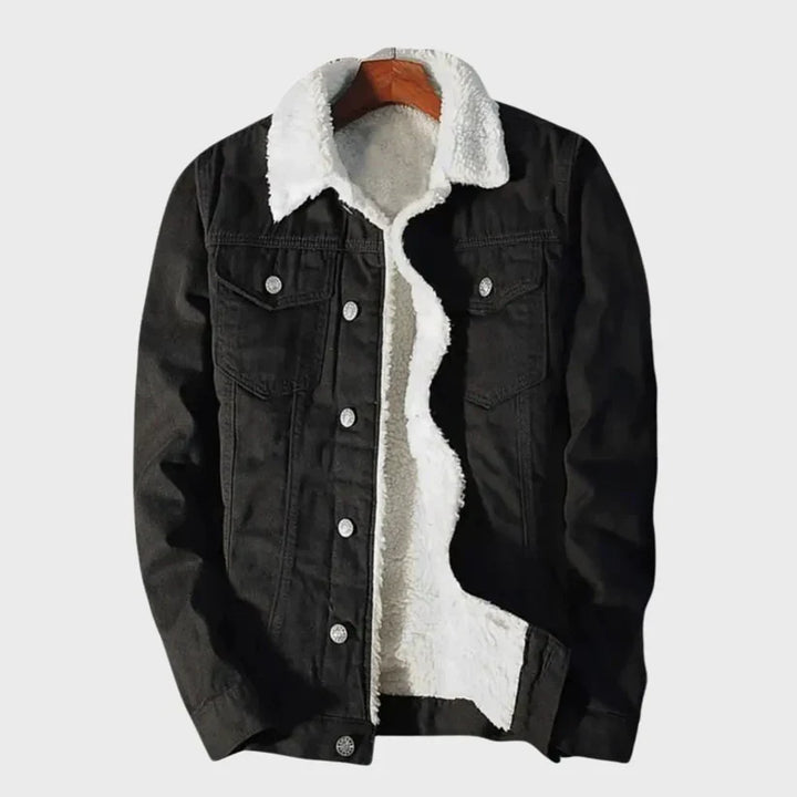 Herren Jeansjacke mit Knopfverschluss und Fleecefutter
