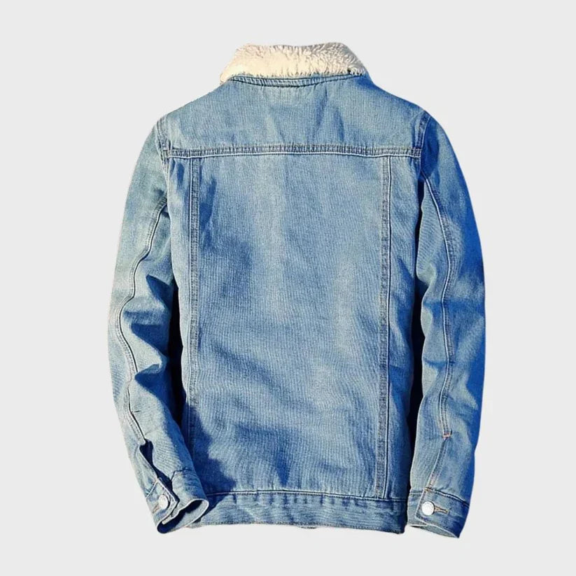 Herren Jeansjacke mit Knopfverschluss und Fleecefutter