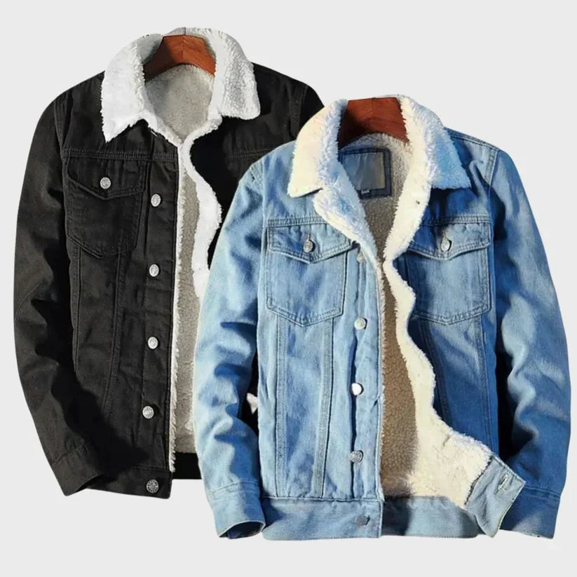 Herren Jeansjacke mit Knopfverschluss und Fleecefutter