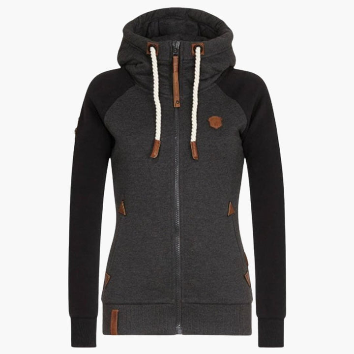Damen Kapuzenjacke mit Reißverschluss und langen Ärmeln