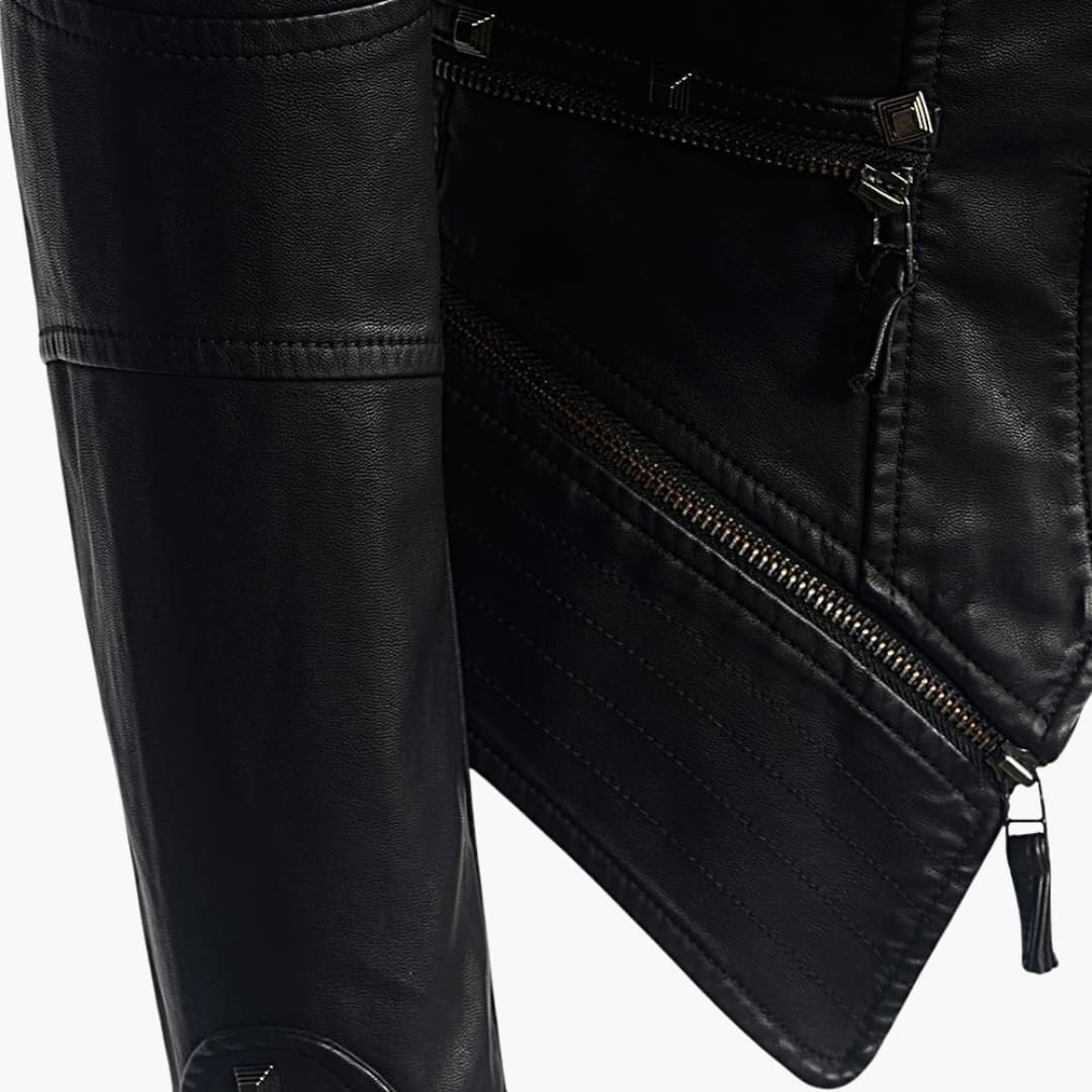 Damen Bikerjacke Schwarz mit Nieten