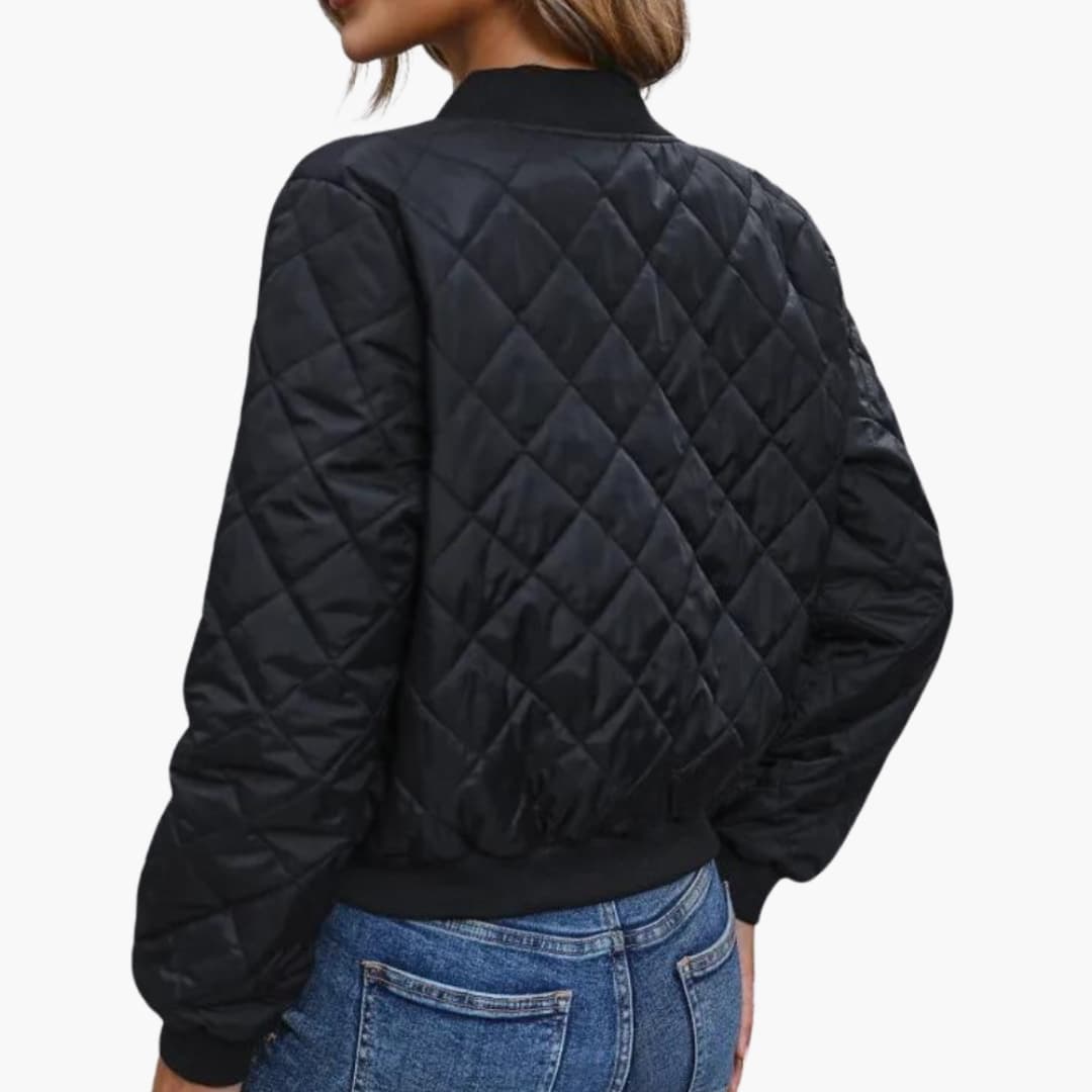 Damen Bomberjacke mit Reißverschluss und gesteppter Oberfläche