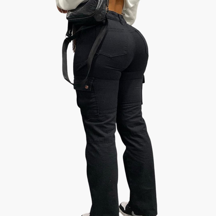 Damen Cargo Hose mit hohem Bund und Seitentaschen