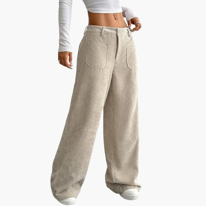 Damen Cordhose mit hoher Taille und Taschen