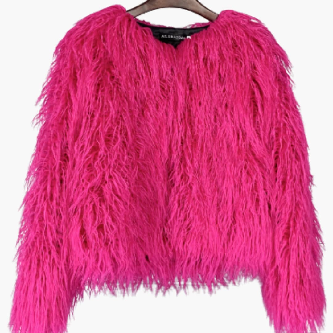 Damen Faux Fur Mantel mit langen Ärmeln und strukturiertem Finish