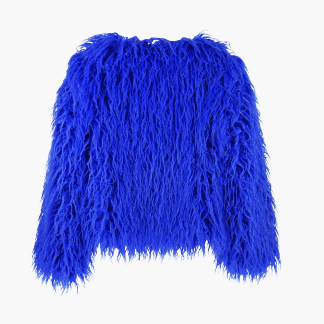 Damen Faux Fur Mantel mit langen Ärmeln und strukturiertem Finish