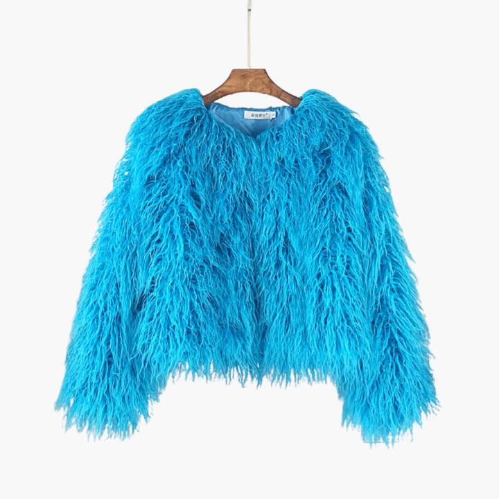 Damen Faux Fur Mantel mit langen Ärmeln und strukturiertem Finish