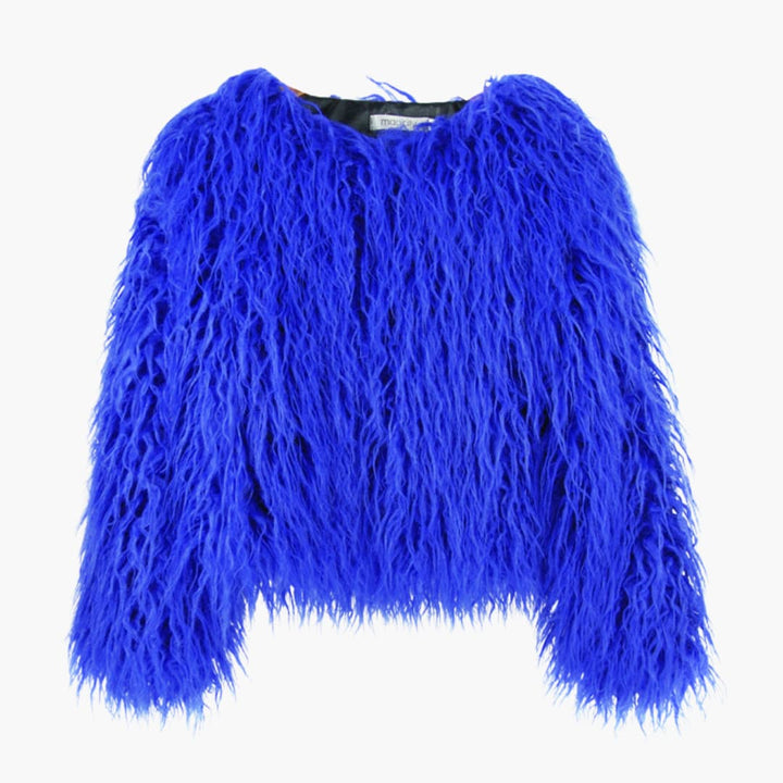 Damen Faux Fur Mantel mit langen Ärmeln und strukturiertem Finish