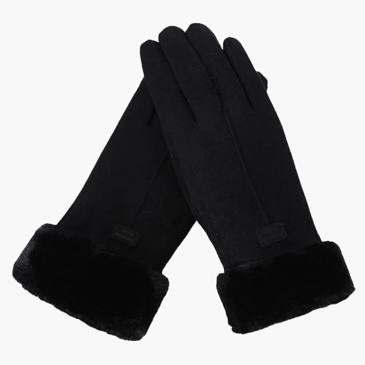 Damen Handschuhe mit Veloursoptik Innenfutter und elastischen Bündchen