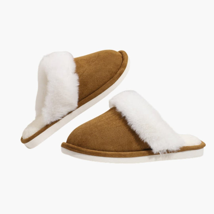 Damen Hausschuhe in Wildlederoptik mit Plüschfutter