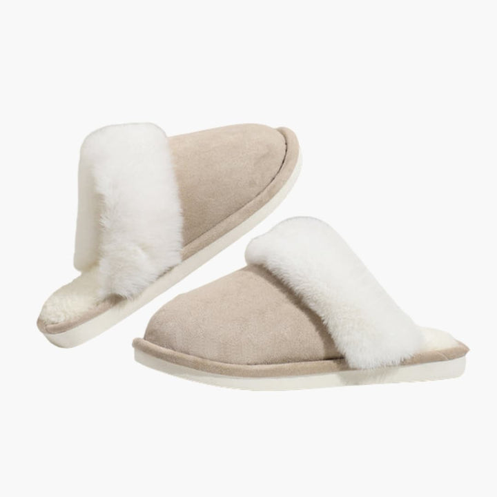 Damen Hausschuhe in Wildlederoptik mit Plüschfutter