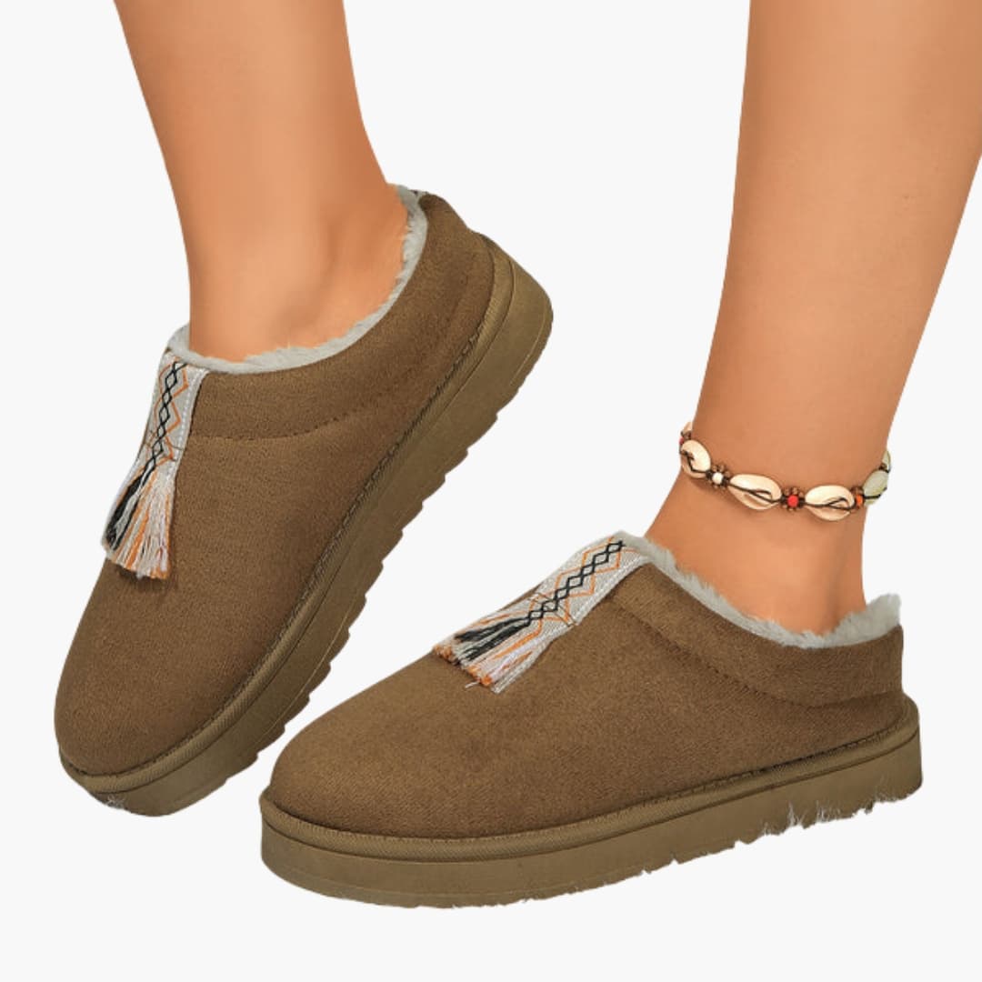 Damen Hausschuhe mit Reißverschluss und Fleecefutter