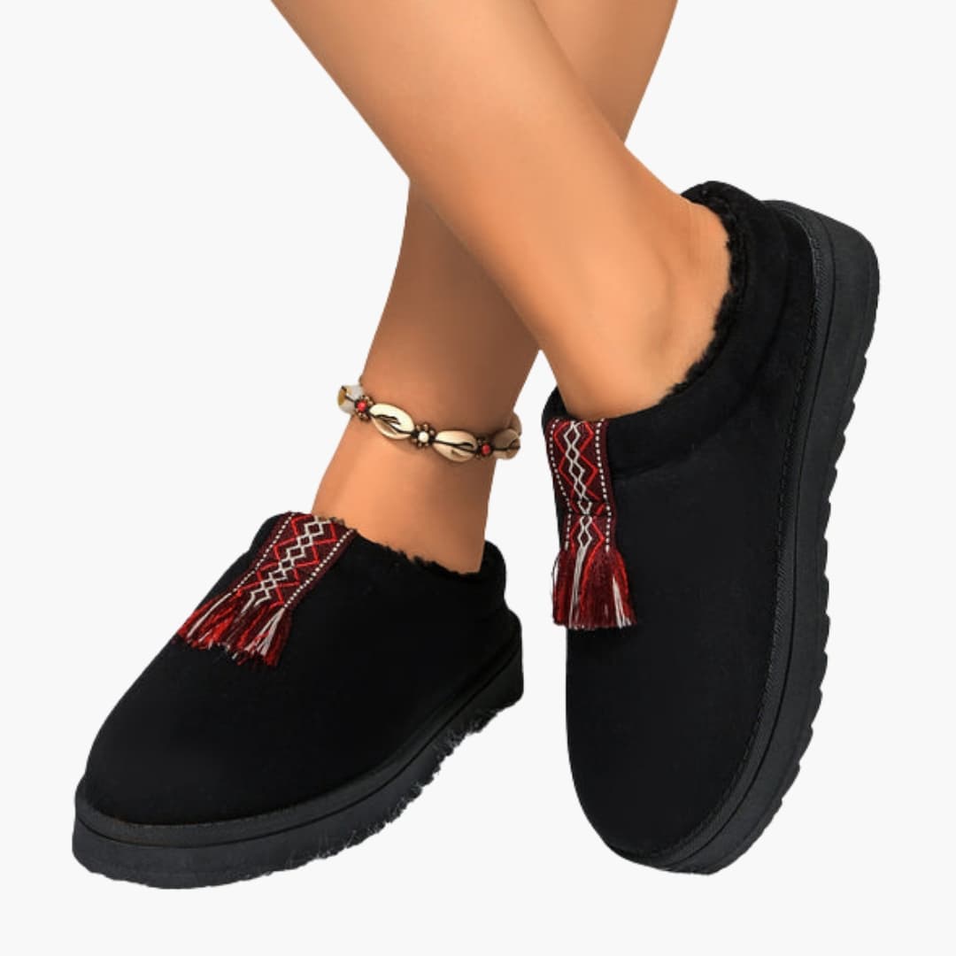 Damen Hausschuhe mit Reißverschluss und Fleecefutter