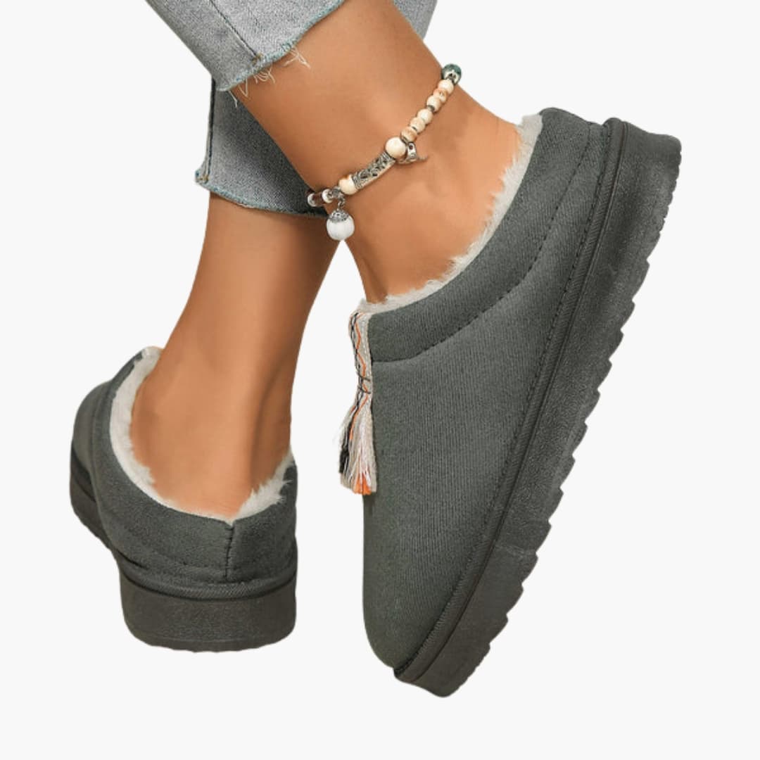 Damen Hausschuhe mit Reißverschluss und Fleecefutter