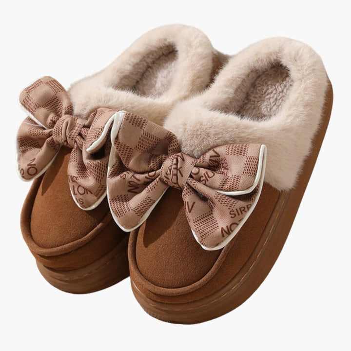 Damen Hausschuhe mit Schleifendetail und Plüschfutter