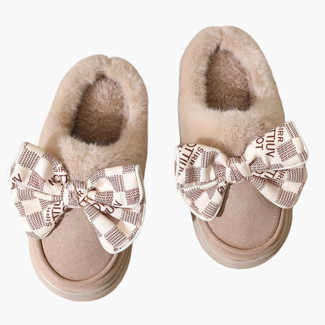 Damen Hausschuhe mit Schleifendetail und Plüschfutter