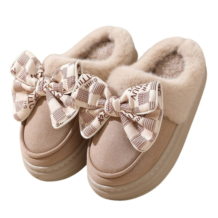 Damen Hausschuhe mit Schleifendetail und Plüschfutter