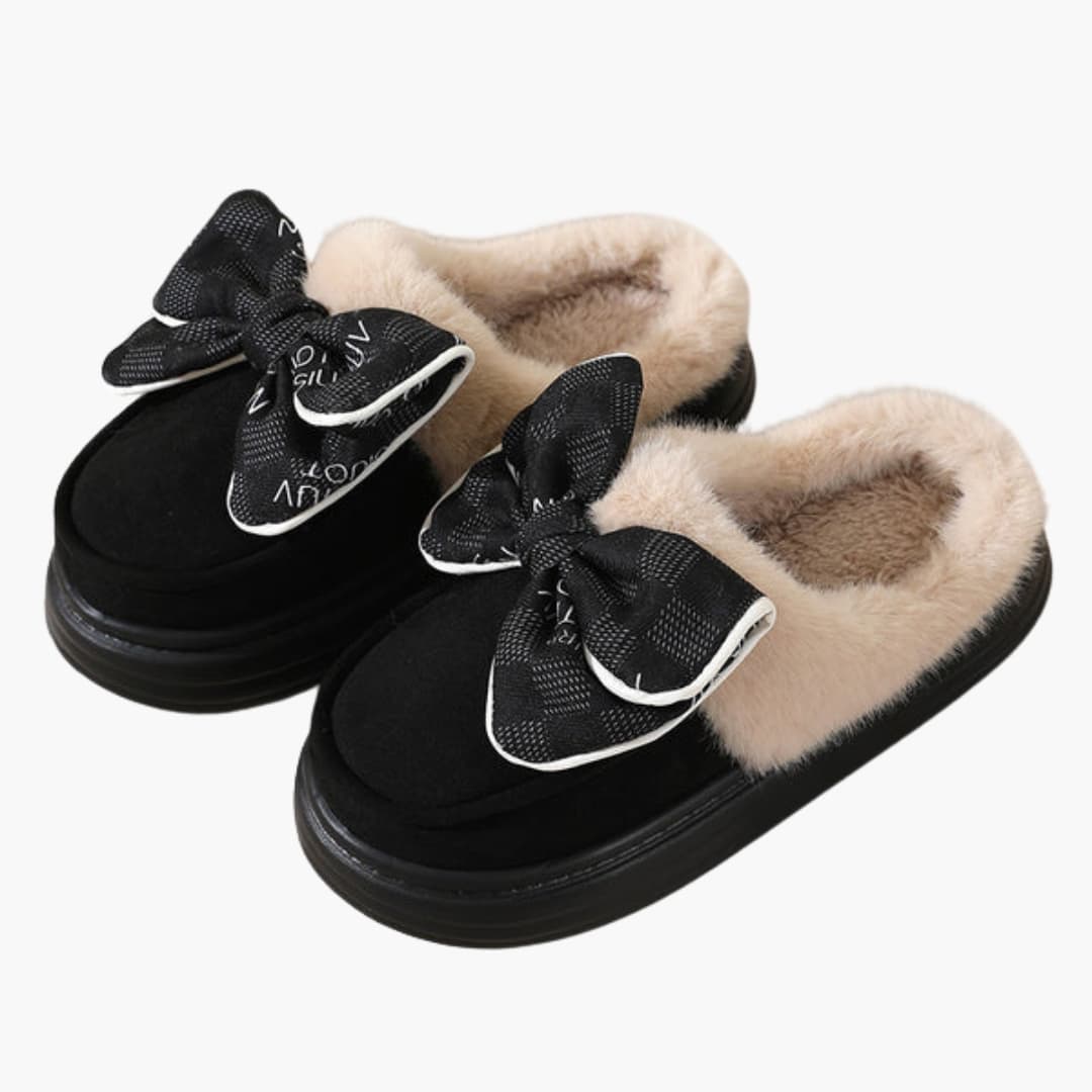 Damen Hausschuhe mit Schleifendetail und Plüschfutter