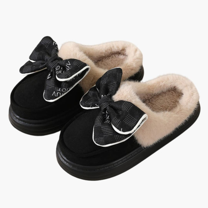 Damen Hausschuhe mit Schleifendetail und Plüschfutter