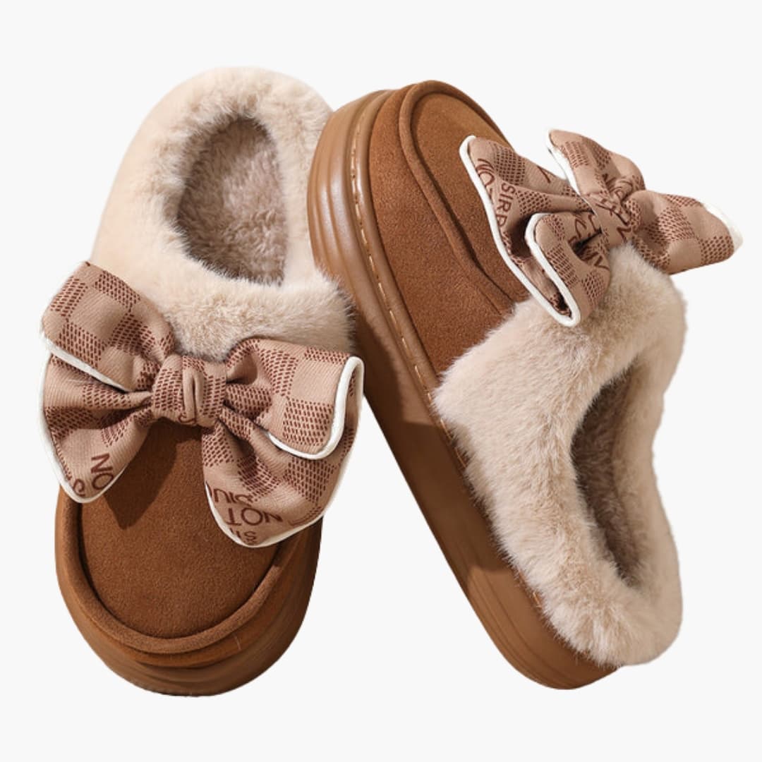 Damen Hausschuhe mit Schleifendetail und Plüschfutter