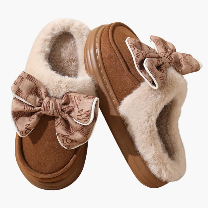 Damen Hausschuhe mit Schleifendetail und Plüschfutter