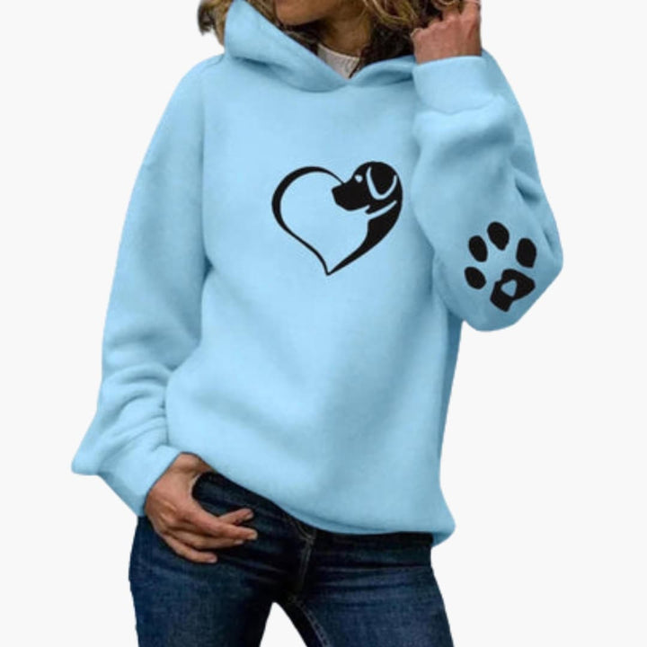 Damen Hoodie mit Hundeherz Print und Pfotenärmel