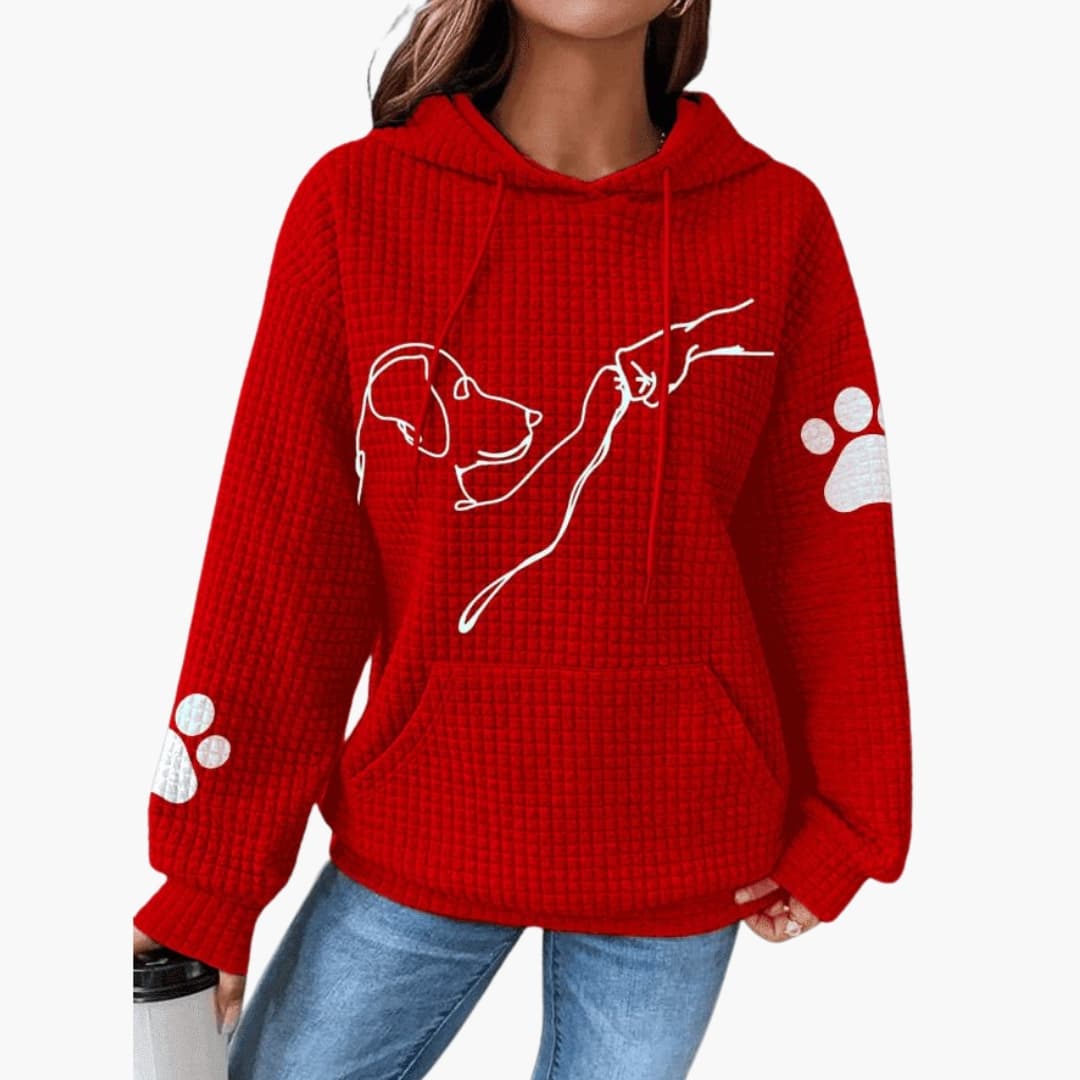 Damen Hoodie mit Hundemotiv und Kängurutasche