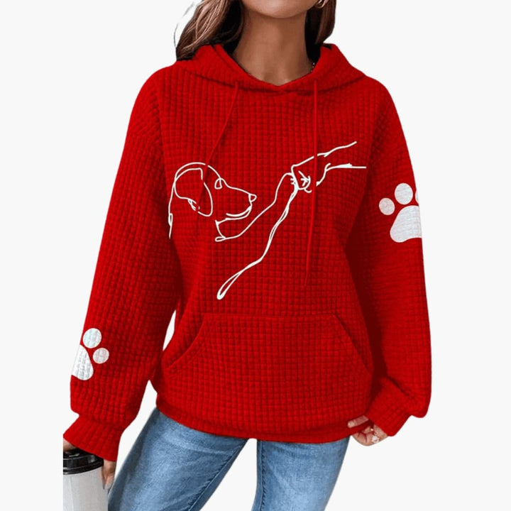Damen Hoodie mit Hundemotiv und Kängurutasche