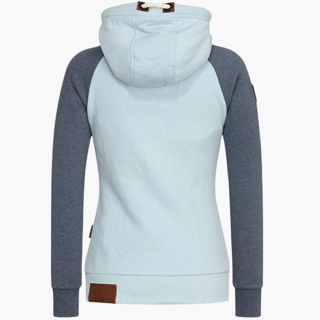 Damen Hoodie mit Reißverschluss und Kordelzug-Kapuze