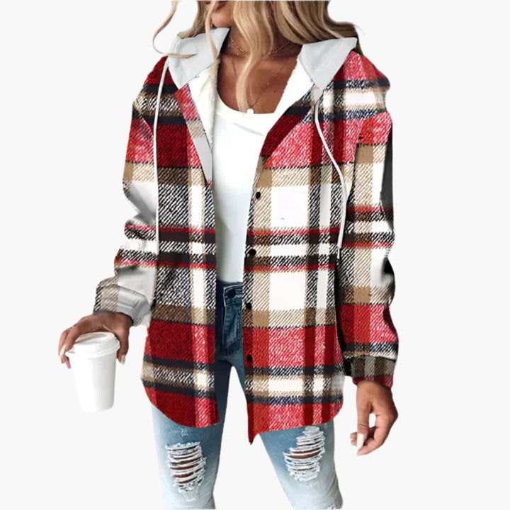 Damen Jacke mit Kapuze und Knopfleiste