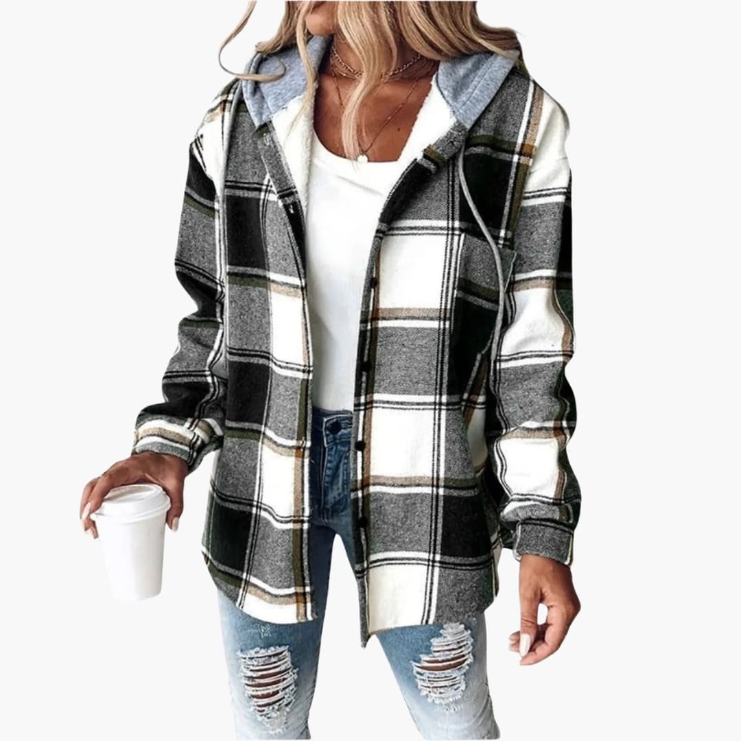 Damen Jacke mit Kapuze und Knopfleiste
