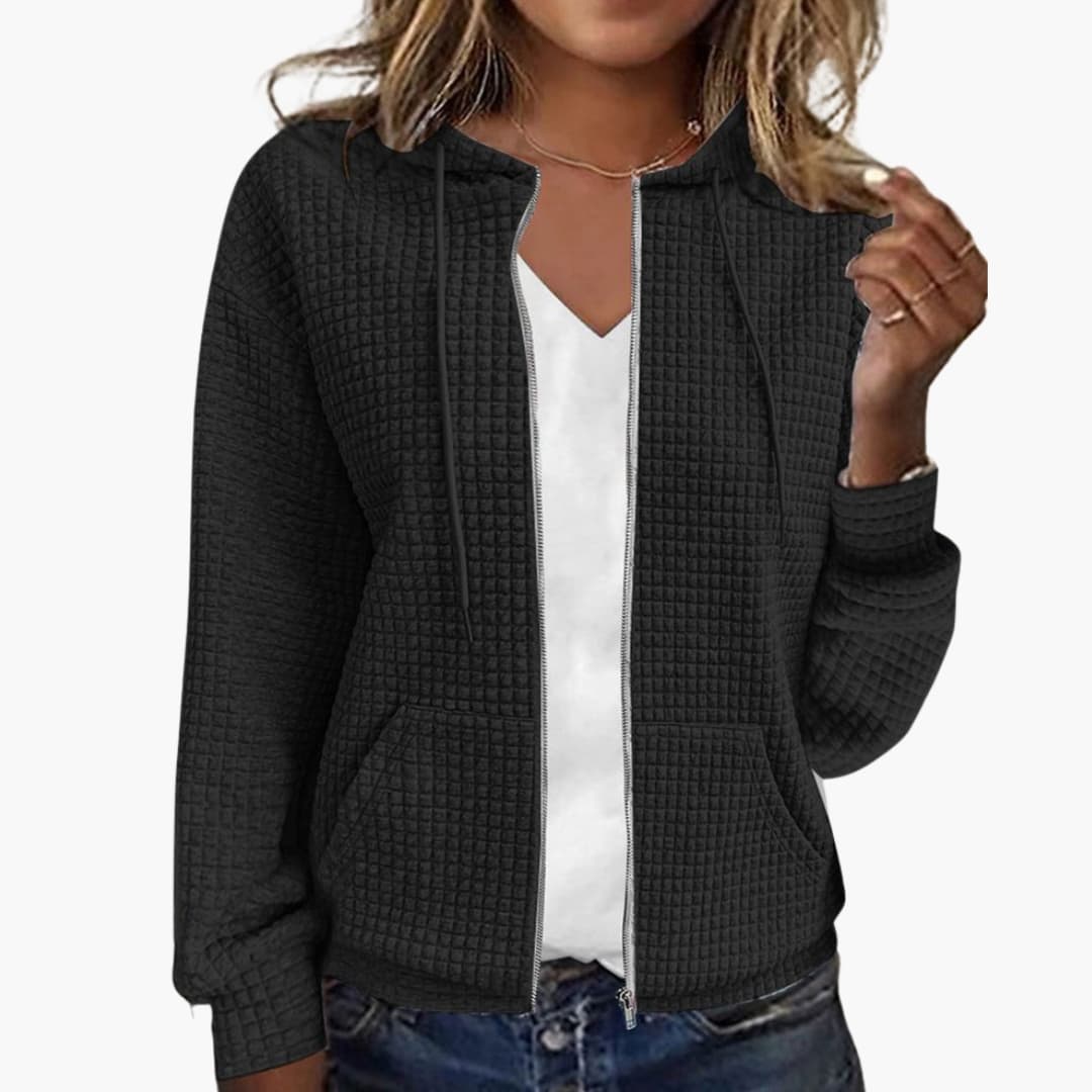Damen Kapuzenjacke mit Reißverschluss und Kängurutaschen