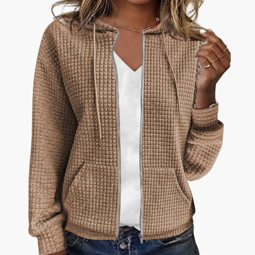 Damen Kapuzenjacke mit Reißverschluss und Kängurutaschen