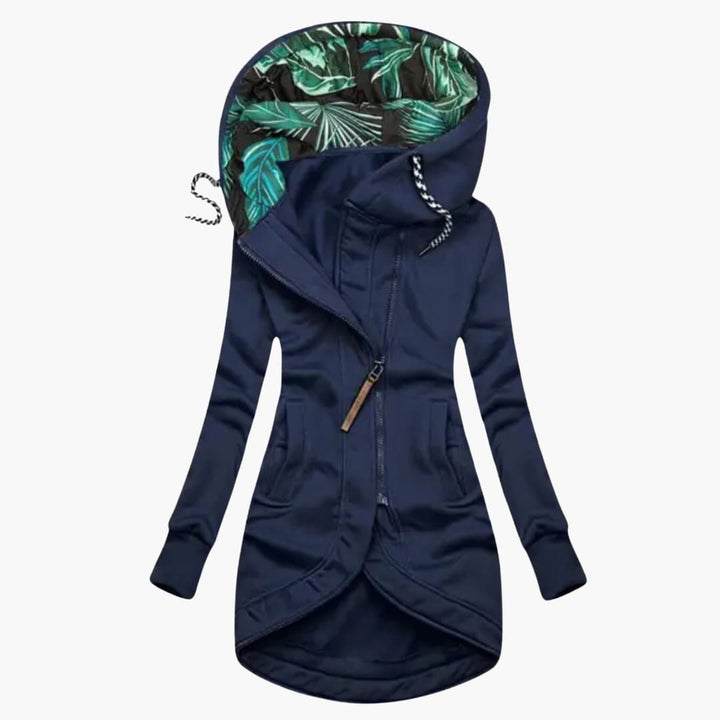 Damen Kapuzenjacke mit asymmetrischem Reißverschluss und Fronttaschen