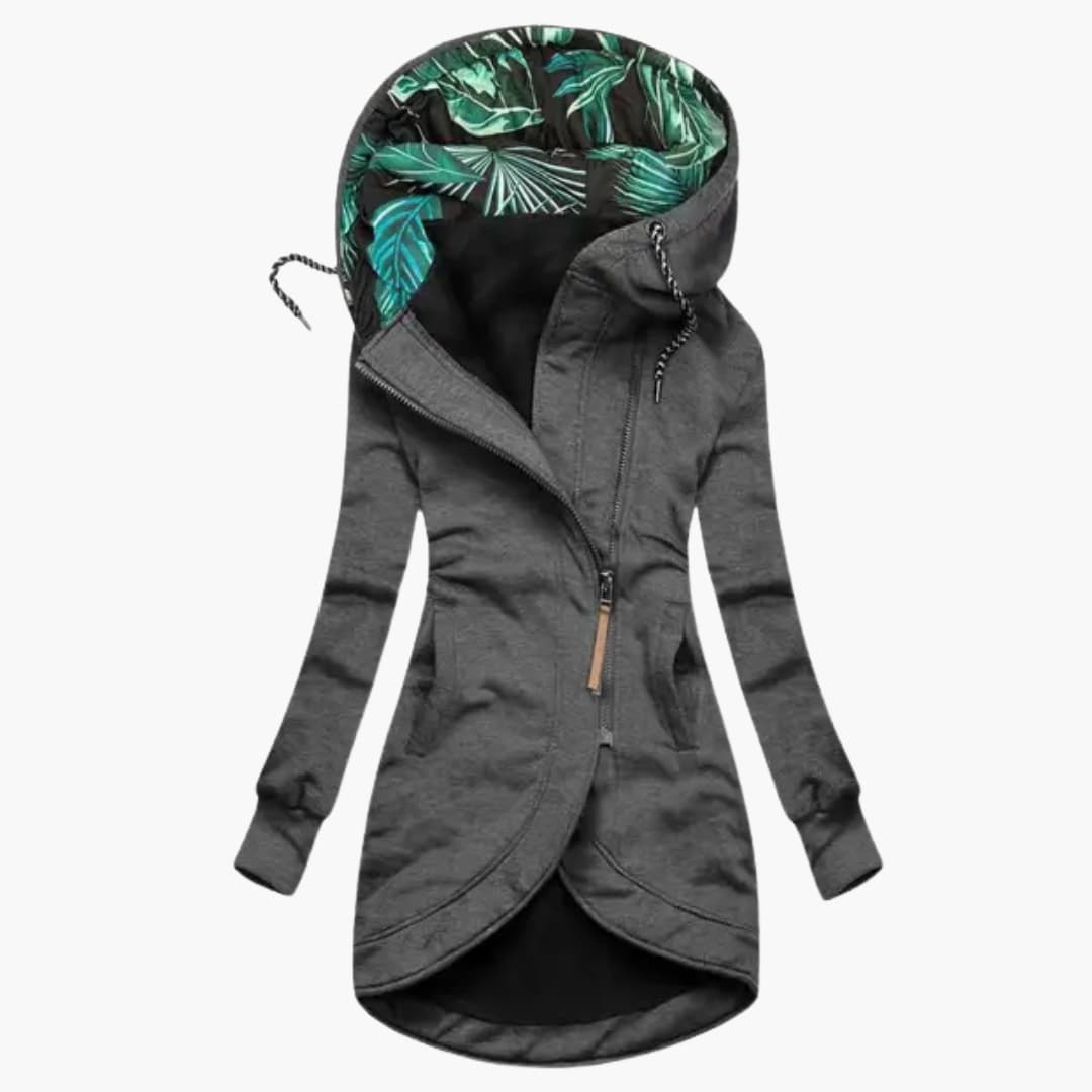 Damen Kapuzenjacke mit asymmetrischem Reißverschluss und Fronttaschen