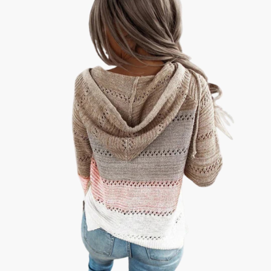 Damen Kapuzenpullover mit Streifen und Langarm