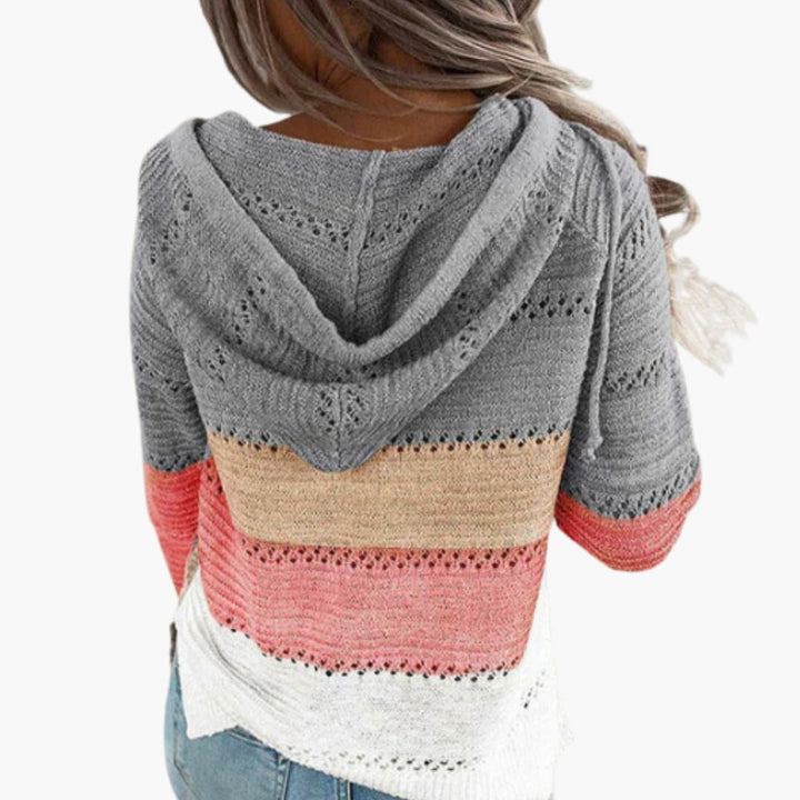 Damen Kapuzenpullover mit Streifen und Langarm