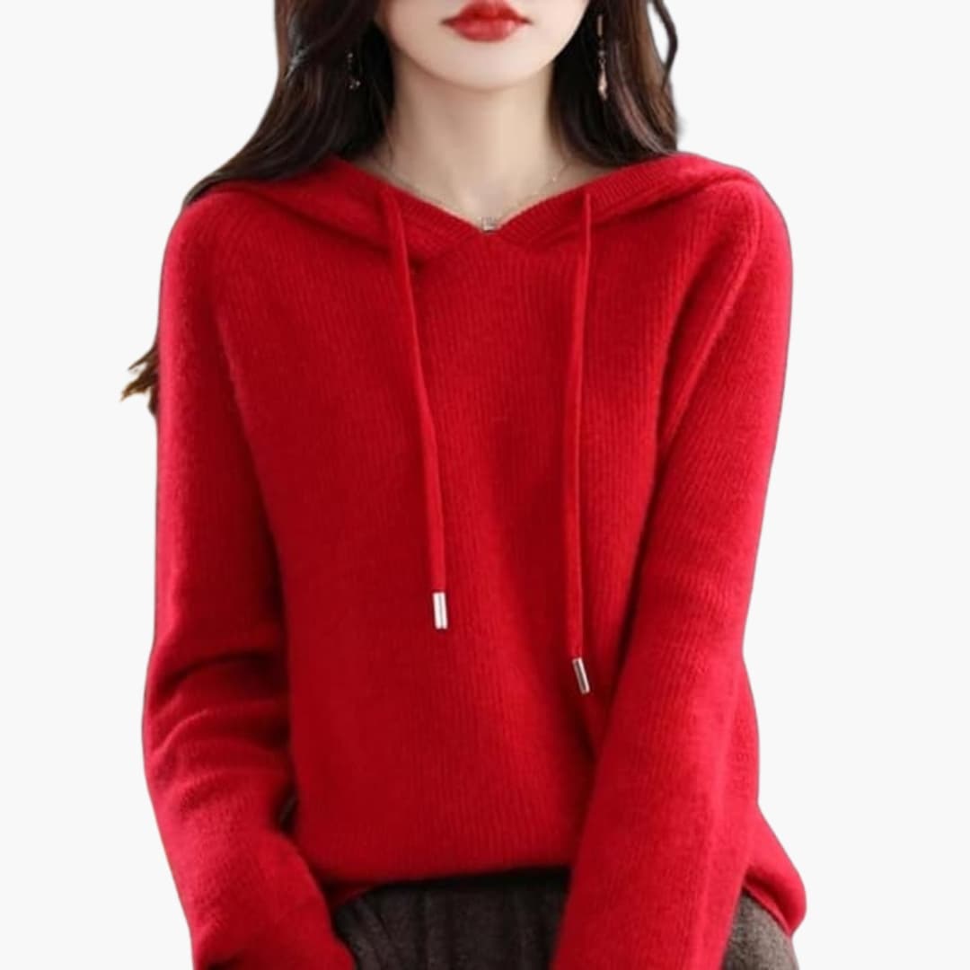 Damen Strick Hoodie mit langen Ärmeln