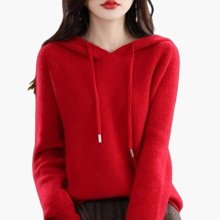 Damen Strick Hoodie mit langen Ärmeln