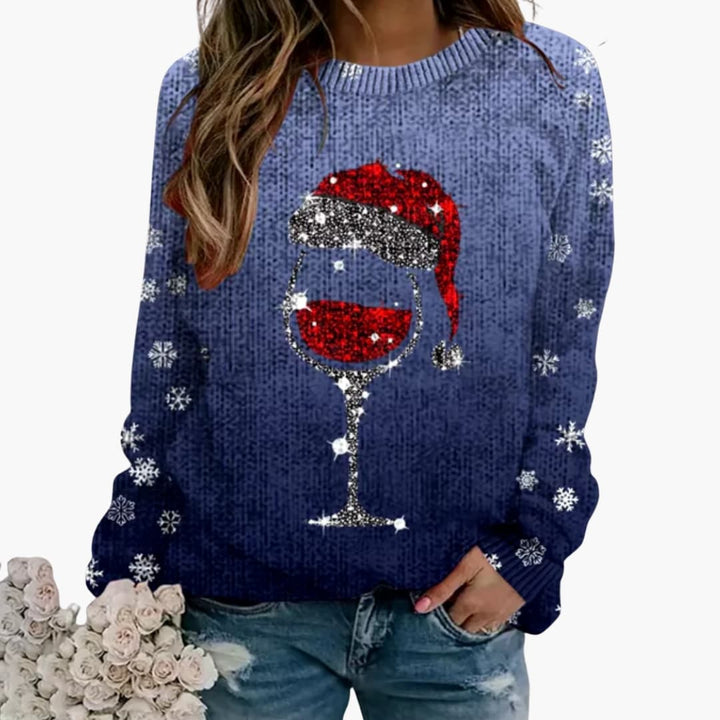 Damen Langarmpullover mit Rundhalsausschnitt und geripptem Saum