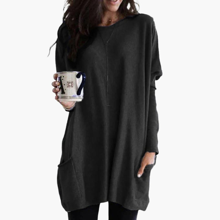 Damen Long Pullover mit Rundhals