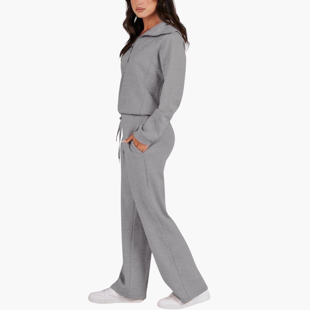 Damen Lounge Set mit Half Zip und weiter Hose