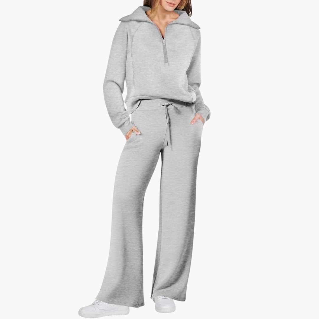 Damen Lounge Set mit Half Zip und weiter Hose
