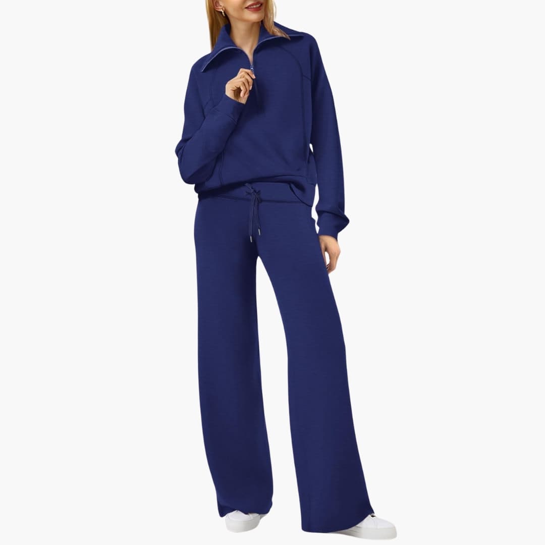 Damen Lounge Set mit Half Zip und weiter Hose