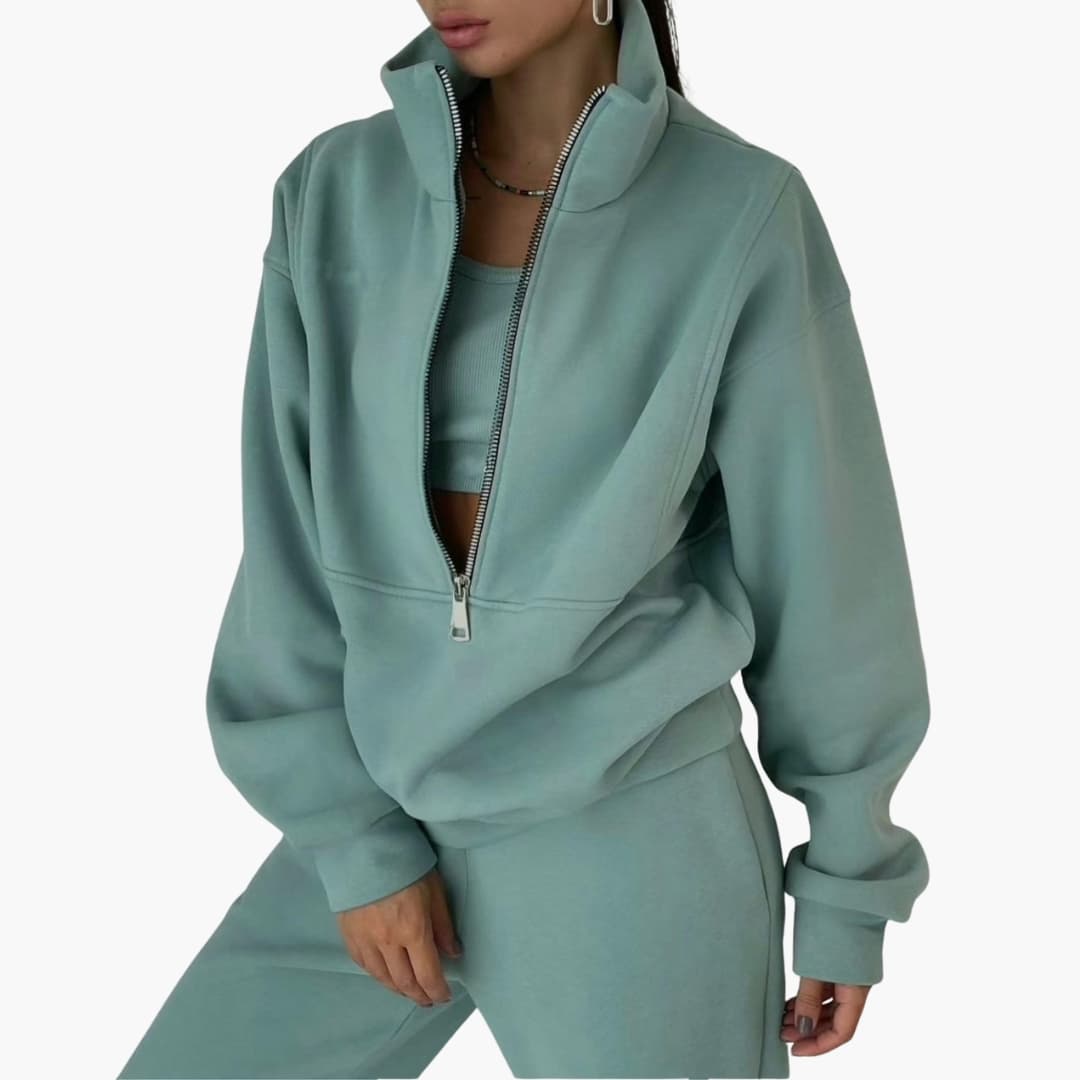 Damen Lounge Set mit Half Zip Sweatshirt